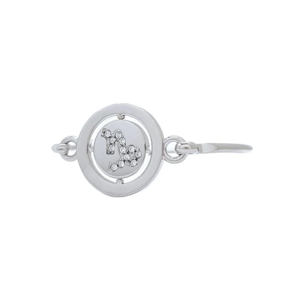 Carolee Capricorn Zodiac Sign Silver Tone Double Sided Charm Bangle Bracelet